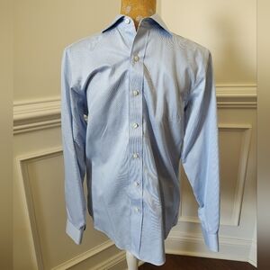 Brooks Brothers Milano long sleeve shirt. Blue stripe. 15-33